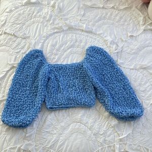 Baby Blue, Puffed Sleeve Blouse